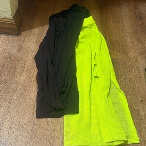 S.L. Fashions Black and Neon Yellow Dress